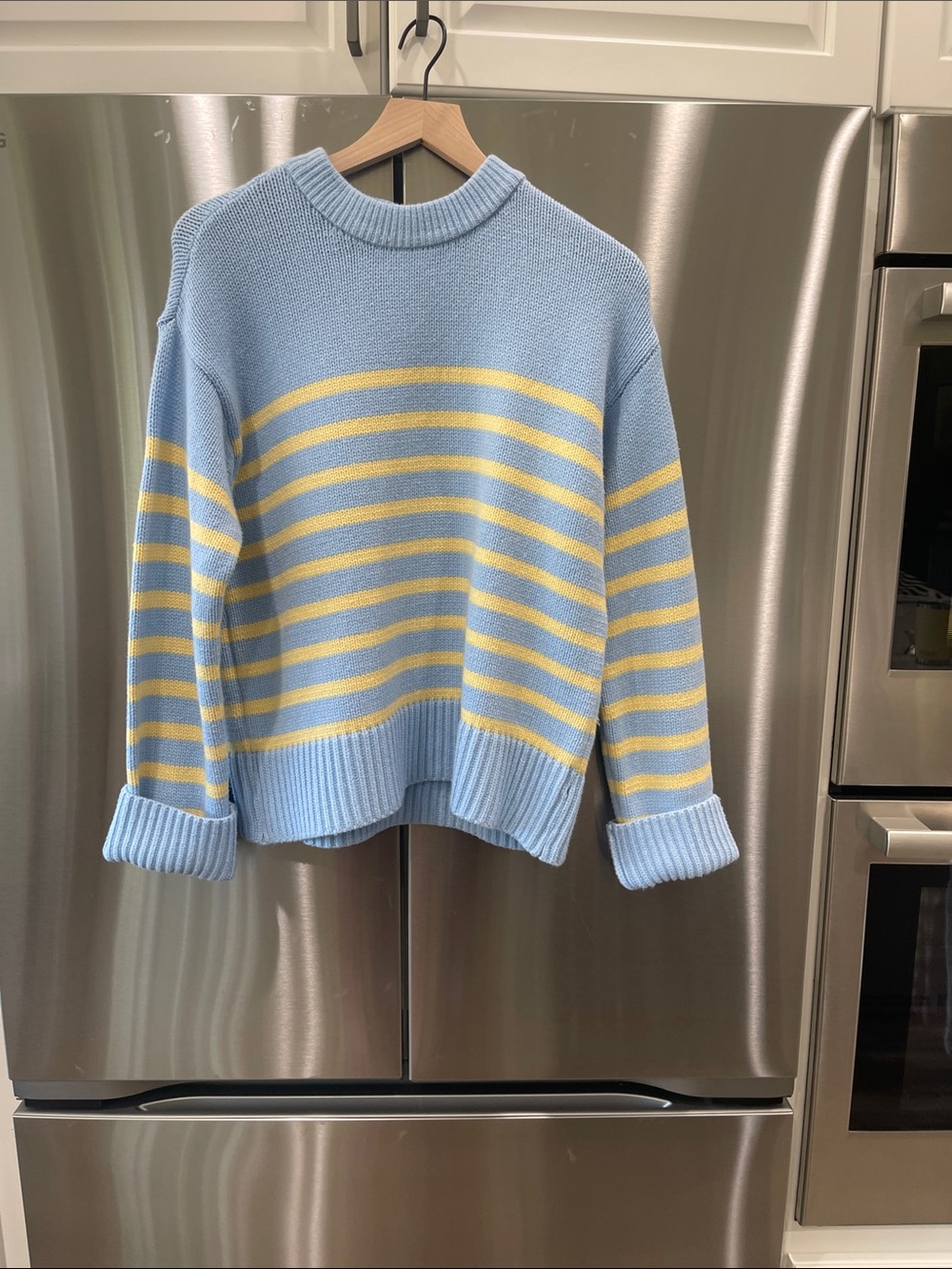 Ann Taylor Blue Sweater with Yellow Stripes